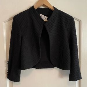 Joseph ribkoff 3/4 sleeve textured black bolero style shrug - 10